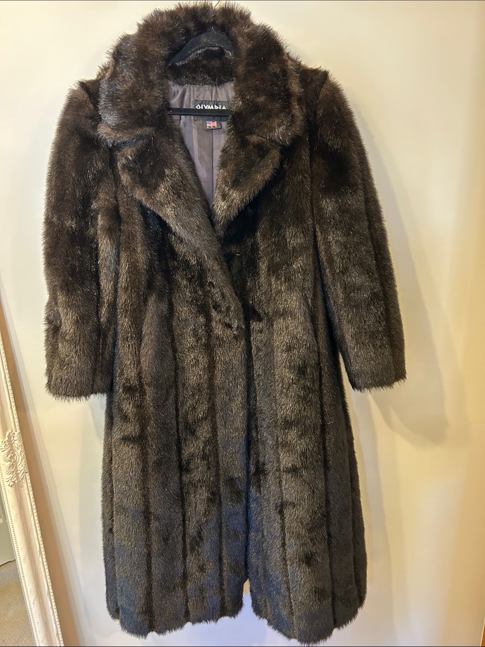 Classic Brown Faux Fur Long Trench Coat